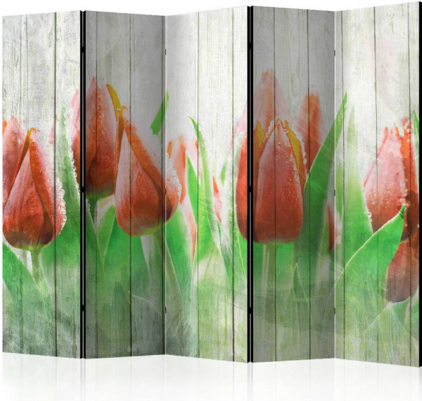 Sermi Artgeist Red tulips on wood II, 225x172cm