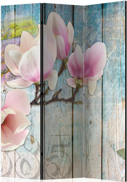 Sermi Artgeist Pink Flowers on Wood, 135x172cm