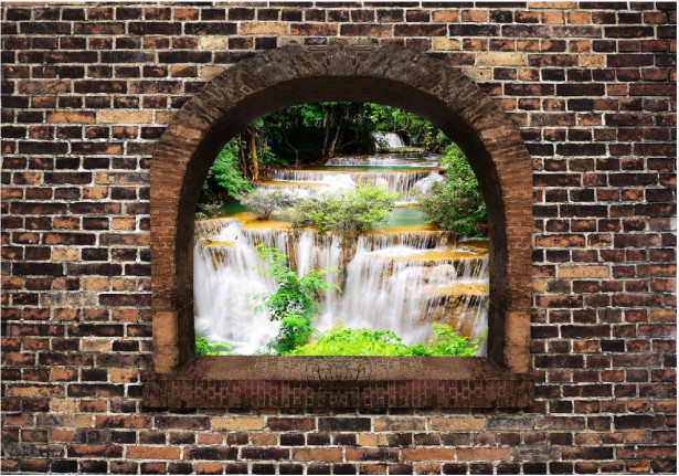 Sisustustarra Artgeist Stony Window: Waterfalls, eri kokoja