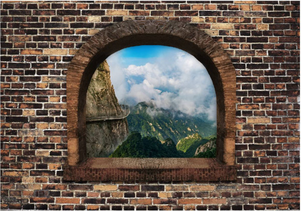 Sisustustarra Artgeist Stony Window: Mountains, eri kokoja