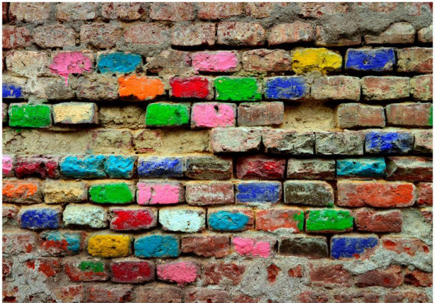 Sisustustarra Artgeist Colourful Bricks, eri kokoja
