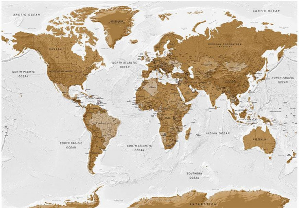 Sisustustarra Artgeist World Map: White Oceans, eri kokoja