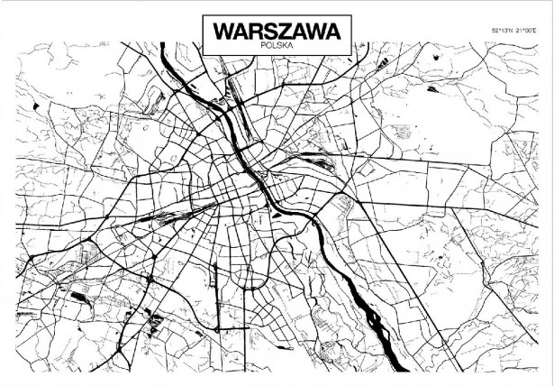Sisustustarra Artgeist Warsaw Map, eri kokoja