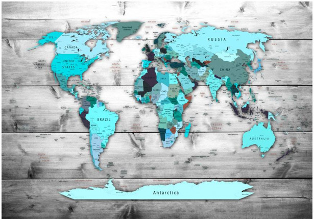 Sisustustarra Artgeist World Map: Blue Continents, eri kokoja