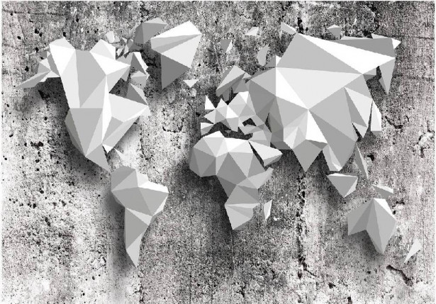Sisustustarra Artgeist World Map: Origami, eri kokoja