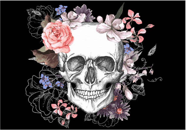 Sisustustarra Artgeist Skull and Flowers, eri kokoja
