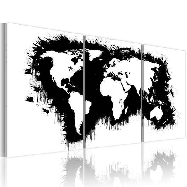 Taulu Artgeist Mustavalkoinen maailmankartta eri kokoja
