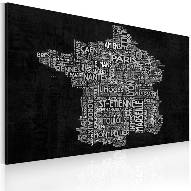 Taulu Artgeist Text map of France on the blackboard eri kokoja