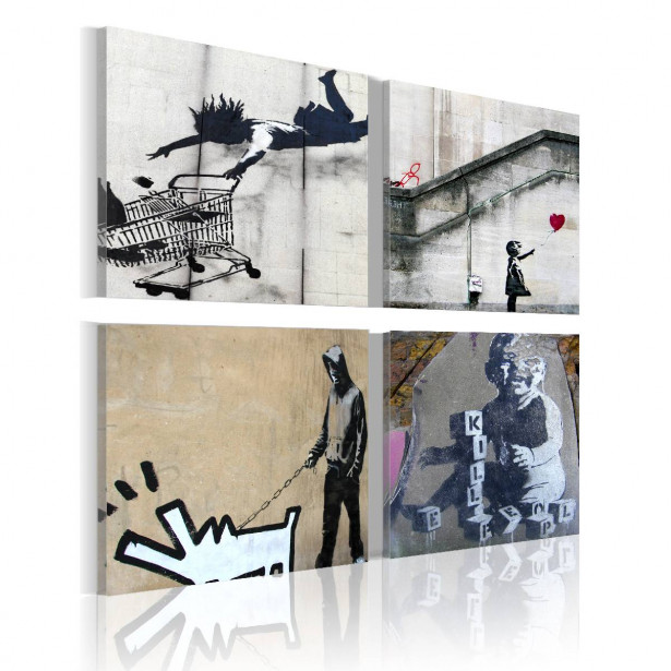Taulu Artgeist Banksy - neljä ideaa eri kokoja