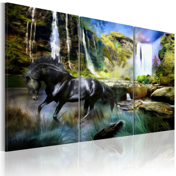Taulu Artgeist Horse on the sky-blue waterfall eri kokoja