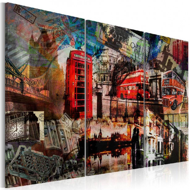 Taulu Artgeist London collage 3-osainen eri kokoja