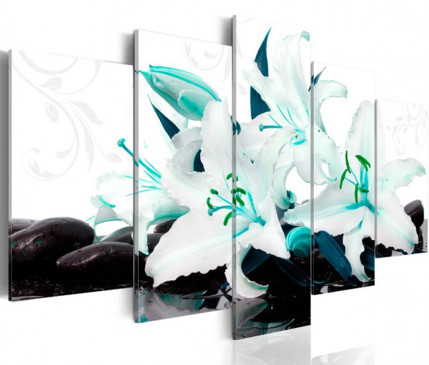 Taulu Artgeist Turquoise lilies and stones eri kokoja
