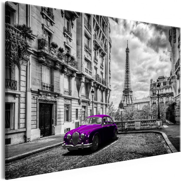 Taulu Artgeist Car in Paris Violet 1-osainen leveä eri kokoja