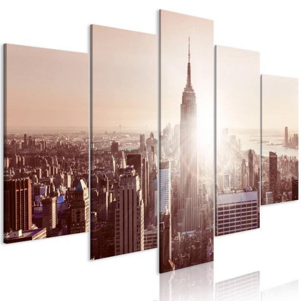Taulu Artgeist Sun over Manhattan Brown 5-osainen leveä eri kokoja