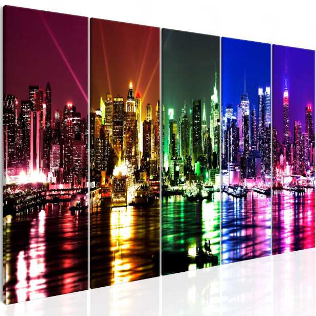 Taulu Artgeist Rainbow New York 5-osainen kapea eri kokoja