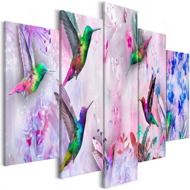 Taulu Artgeist Colourful Hummingbirds Violet 5-osainen leveä eri kokoja