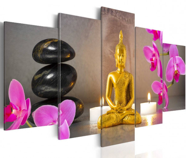 Taulu Artgeist Golden Buddha and orchids eri kokoja