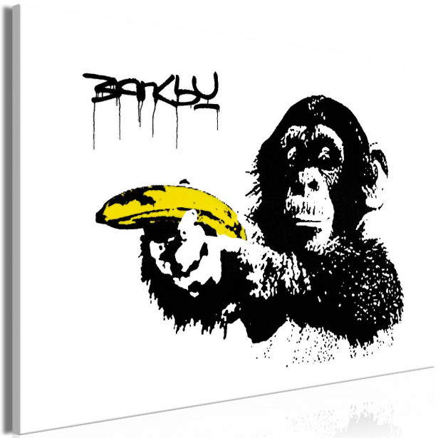 Taulu Artgeist Banksy: Monkey with Banana 1-osainen leveä eri kokoja