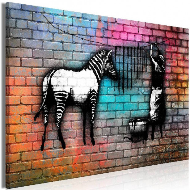 Taulu Artgeist Washing Zebra - Colourful Brick 1-osainen leveä eri kokoja