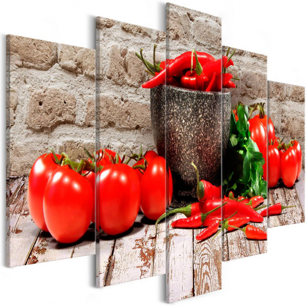 Taulu Artgeist Red Vegetables Brick 5-osainen leveä eri kokoja