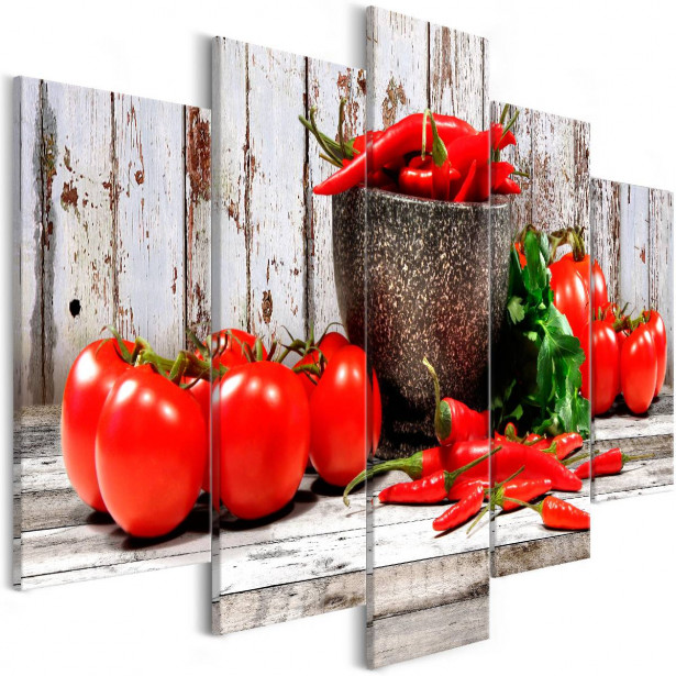 Taulu Artgeist Red Vegetables Wood 5-osainen leveä eri kokoja