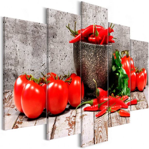 Taulu Artgeist Red Vegetables Concrete 5-osainen leveä eri kokoja