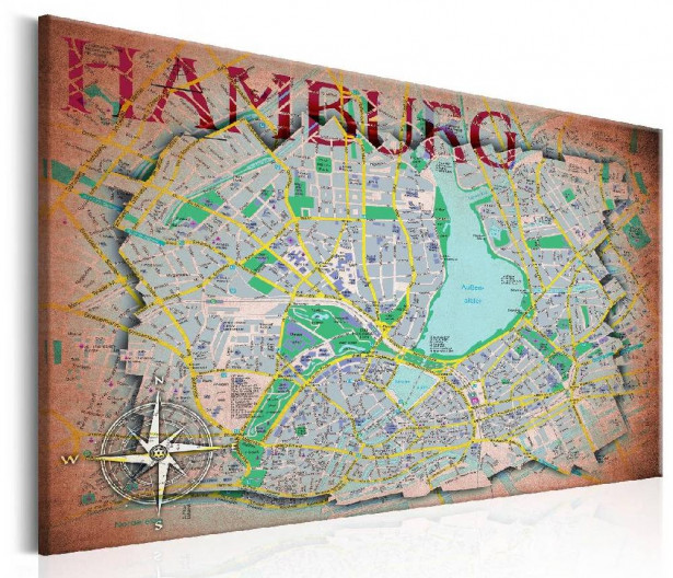 Taulu Artgeist Map of Hamburg eri kokoja