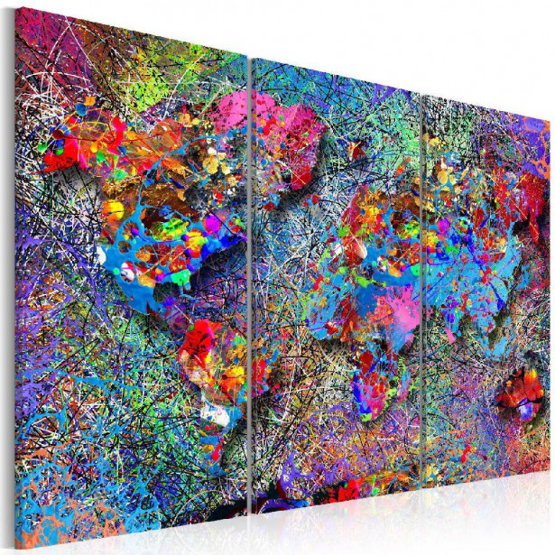 Taulu Artgeist World Map: Colourful Whirl eri kokoja