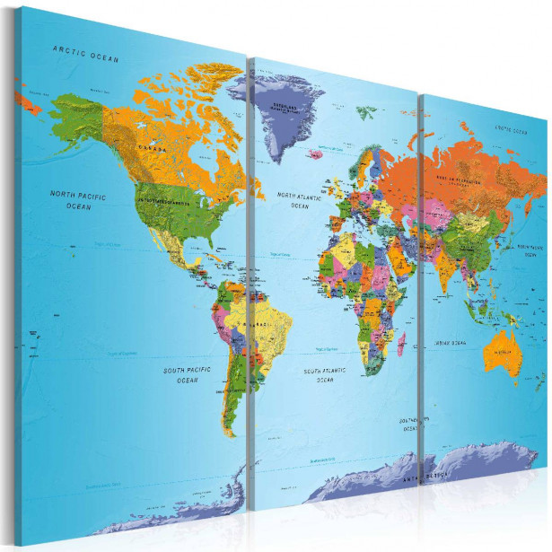 Taulu Artgeist World Map: Colourful Note eri kokoja