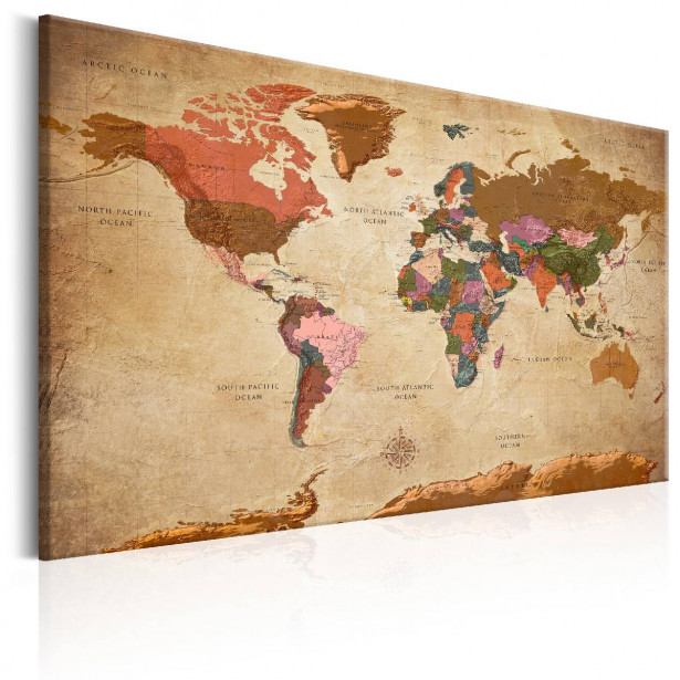Taulu Artgeist World Map: Brown Elegance eri kokoja
