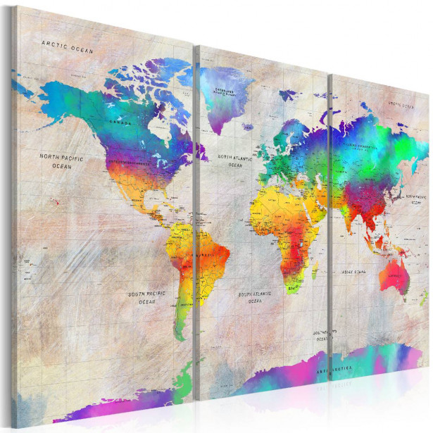 Taulu Artgeist World Map: Rainbow Gradient  eri kokoja