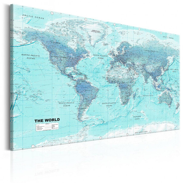 Taulu Artgeist World Map: Sky Blue World eri kokoja