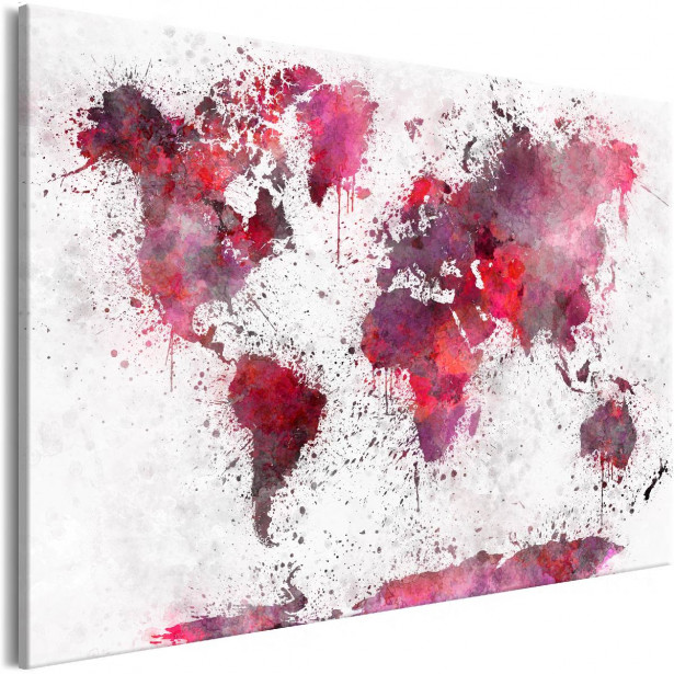 Taulu Artgeist World Map: Red Watercolors 1-osainen leveä eri kokoja