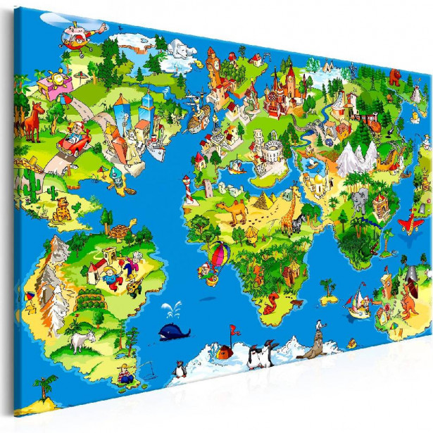 Taulu Artgeist Children's Map 1-osainen leveä eri kokoja