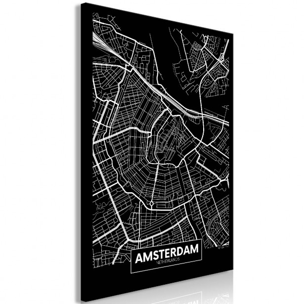 Taulu Artgeist Dark Map of Amsterdam 1-osainen pystysuuntainen eri kokoja
