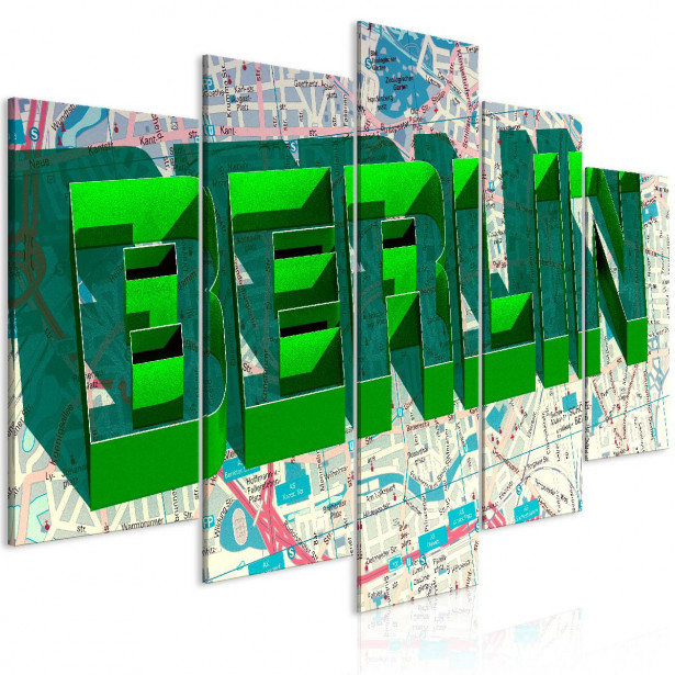 Taulu Artgeist Green Berlin 5-osainen leveä eri kokoja