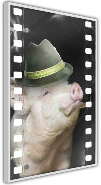 Juliste Artgeist Pig with Mustache, kehyksillä, eri kokoja