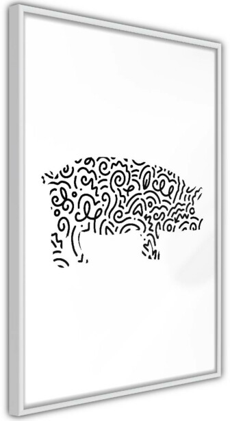 Juliste Artgeist Black and White Piggy, kehyksillä, eri kokoja