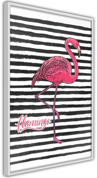 Juliste Artgeist Black Stripes and Flamingo, kehyskartongilla, kehyksillä, eri kokoja
