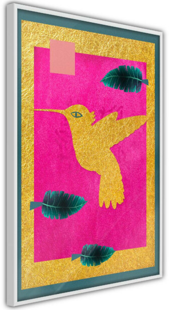 Juliste Artgeist Golden Hummingbird, kehyksillä, eri kokoja