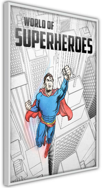Juliste Artgeist World of Superheroes, kehyksillä, eri kokoja