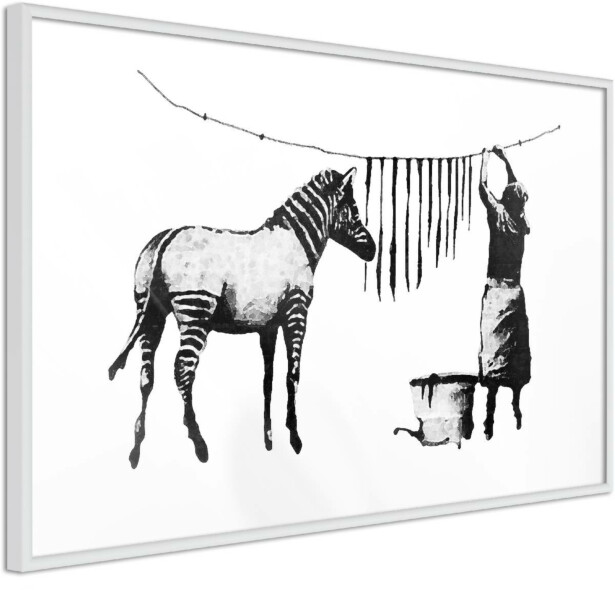 Juliste Artgeist Banksy: Washing Zebra, kehyksillä, eri kokoja