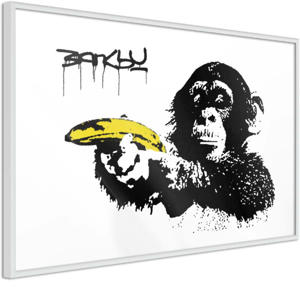 Juliste Artgeist Banksy: Monkey with Banana, kehyksillä, eri kokoja