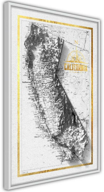 Juliste Artgeist Isometric Map: California, kehyksillä, eri kokoja