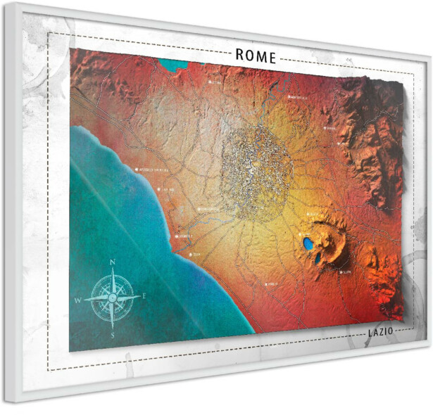 Juliste Artgeist Isometric Map: Rome, kehyksillä, eri kokoja