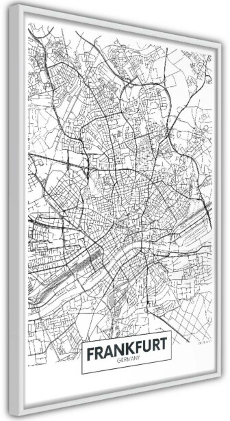 Juliste Artgeist Map of Frankfurt, kehyksillä, eri kokoja