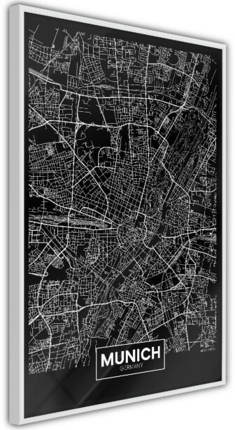 Juliste Artgeist Dark Map of Munich, kehyskartongilla, kehyksillä, eri kokoja