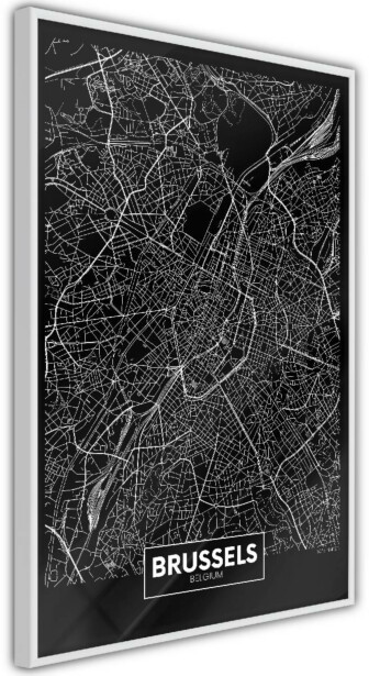 Juliste Artgeist Dark Map of Brussels, kehyksillä, eri kokoja