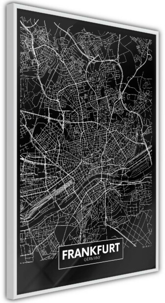 Juliste Artgeist Dark Map of Frankfurt, kehyksillä, eri kokoja