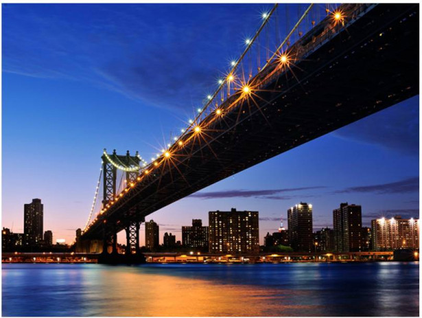 Kuvatapetti Artgeist Manhattan Bridge yöllä, eri kokoja